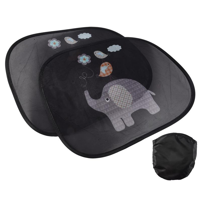 

AB34-Car Sun Shade Baby With UV Protection, Car Window Sun Shade For Children With Cute Animal Motifs, 44 X 36 Cm, Set Of 2 чорний