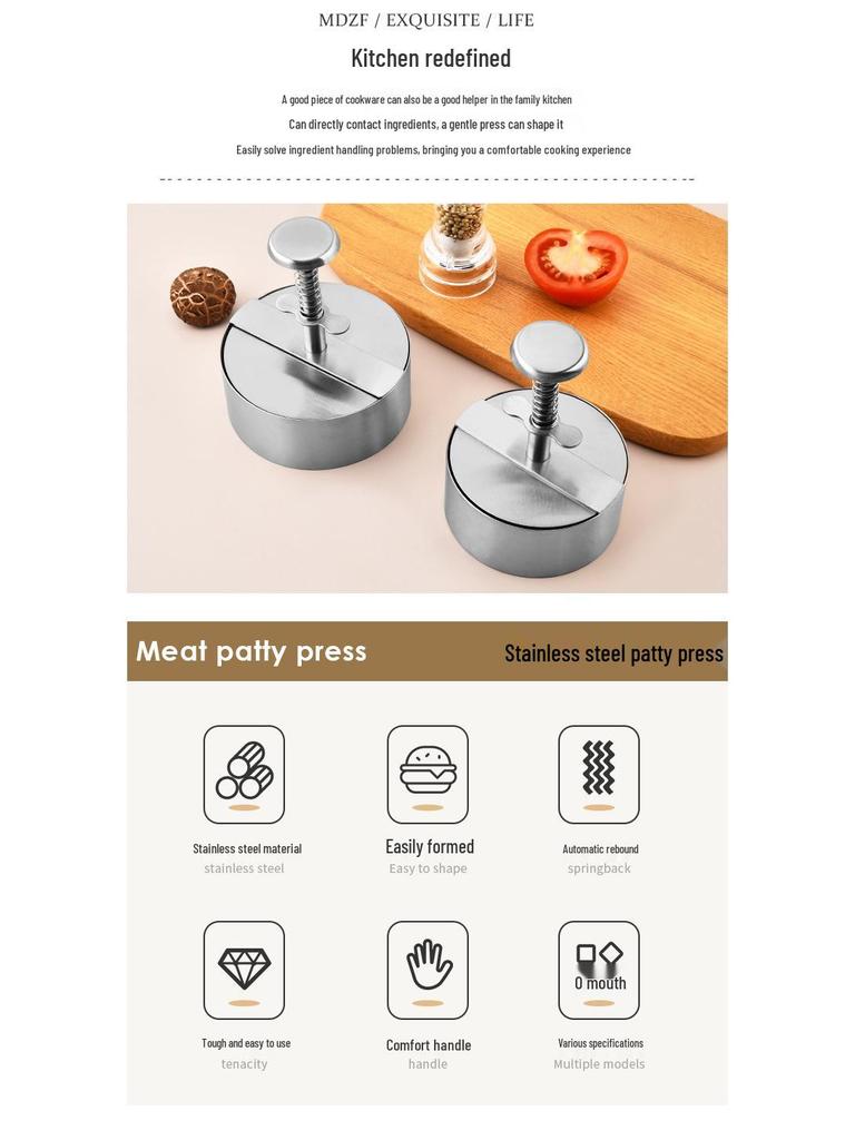 304 Stainless Steel Hamburger Patty Press Mold