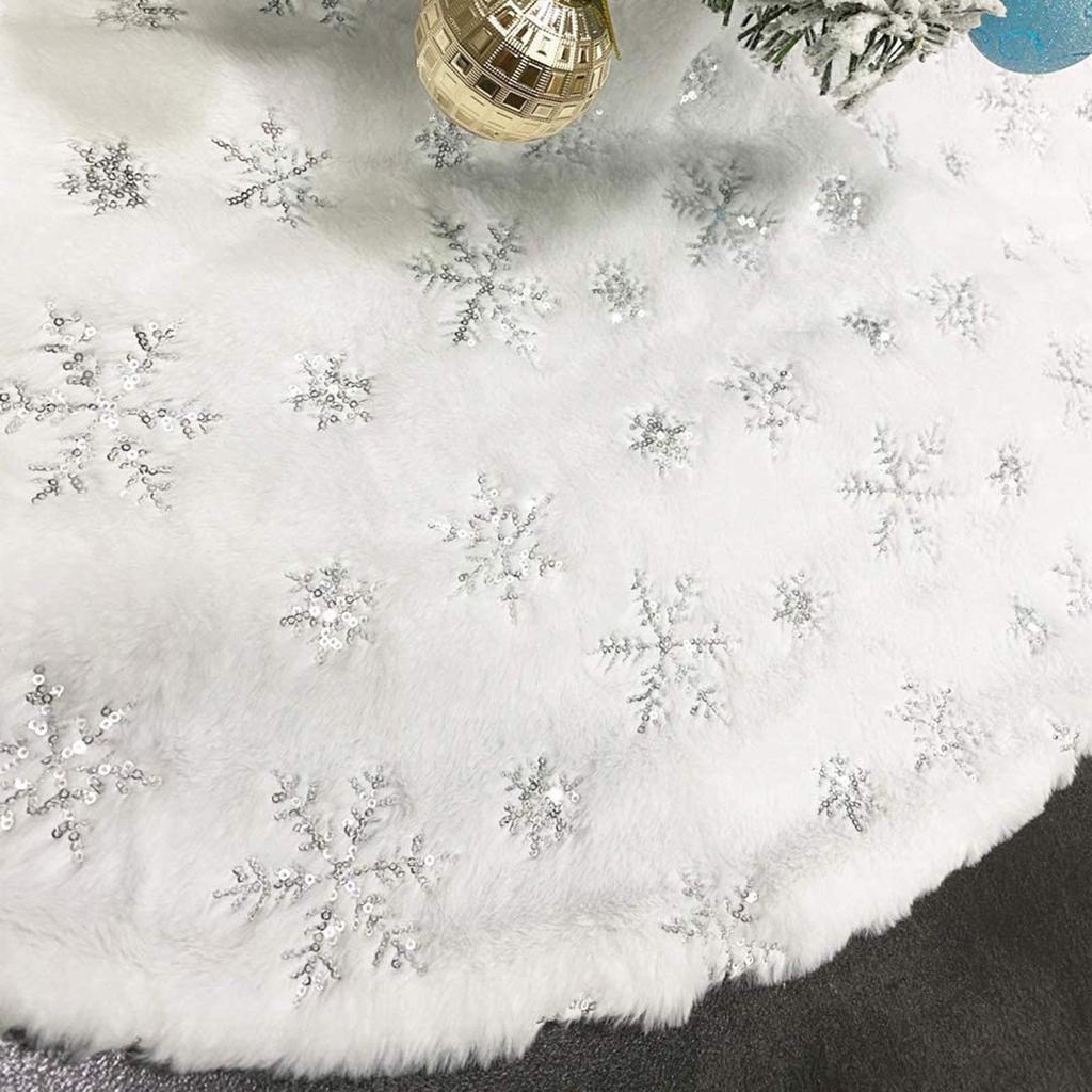 30 Inch Faux Furs Christmas Tree Skirt Plush Skirt For Merry Christmas Party Christmas Tree Decoration