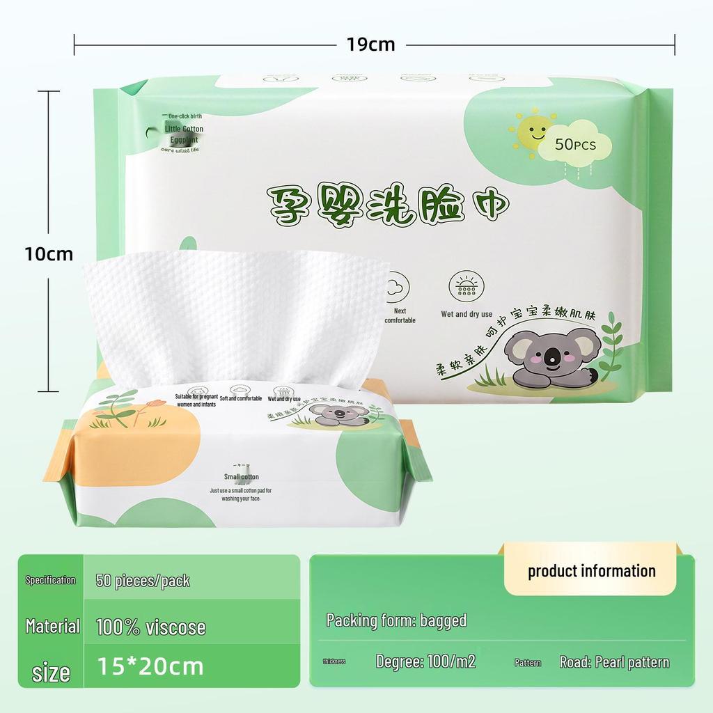 Compact Pure Cotton Facial Cleansing Wipes - Travel Size, Soft, Thickened, Disposable Towels