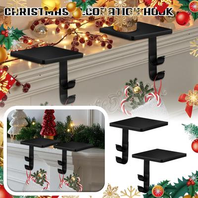 Gancho Ristmas Metal Pesado Decoración de Chimenea Gancho Base de Soporte Navideño Gancho