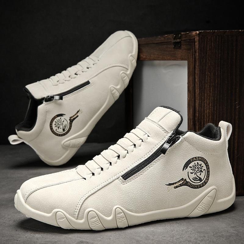 Men's shoes new autumn outdoor casual black small leather shoes side zipper leather sneakers men