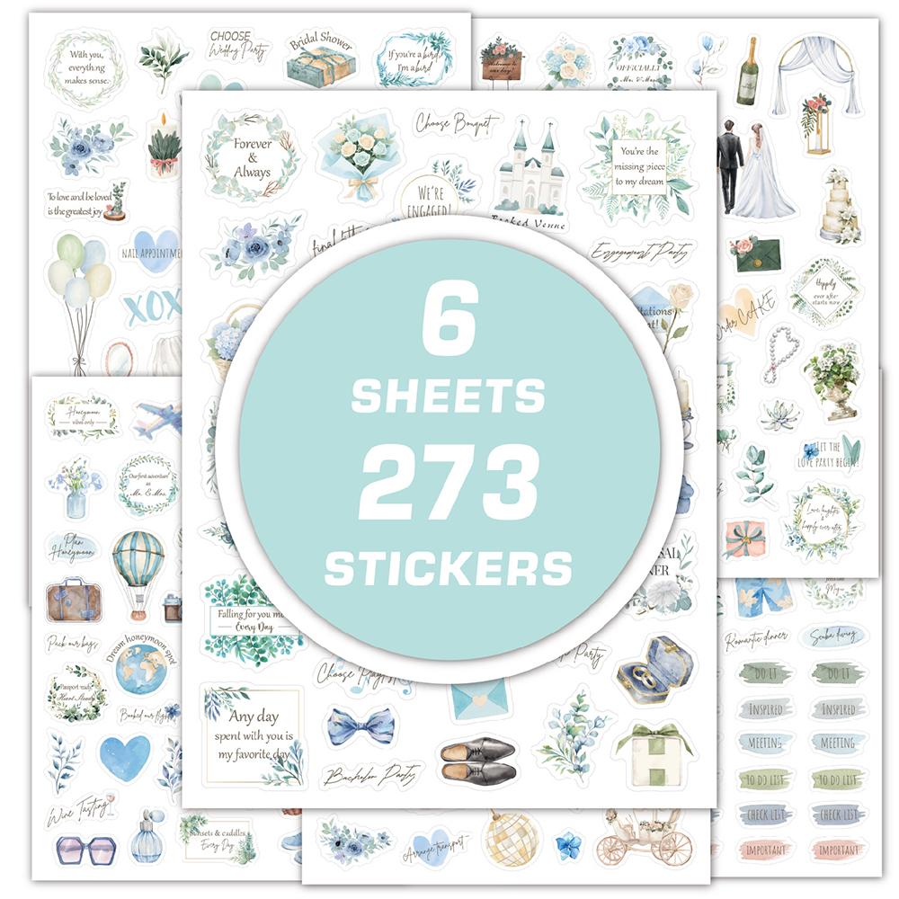 6 sheets Wedding Plan Stickers Pink Valentine s Day Creative DIY Decoration Planning Materials Handmade Account Stickers синий