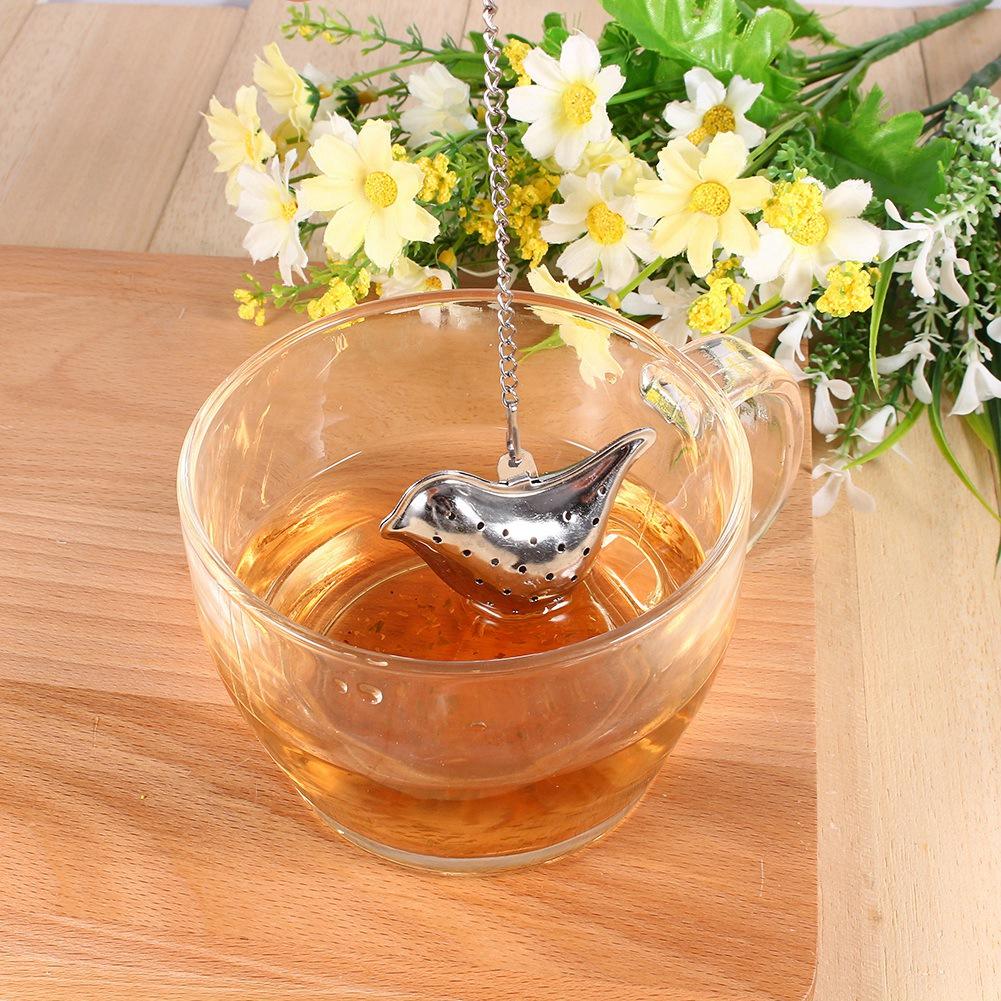 Stainless Steel Loose Tea Leaf Infuser Ball Strainer Filter Diffuser Herbal Spice Bird Chain