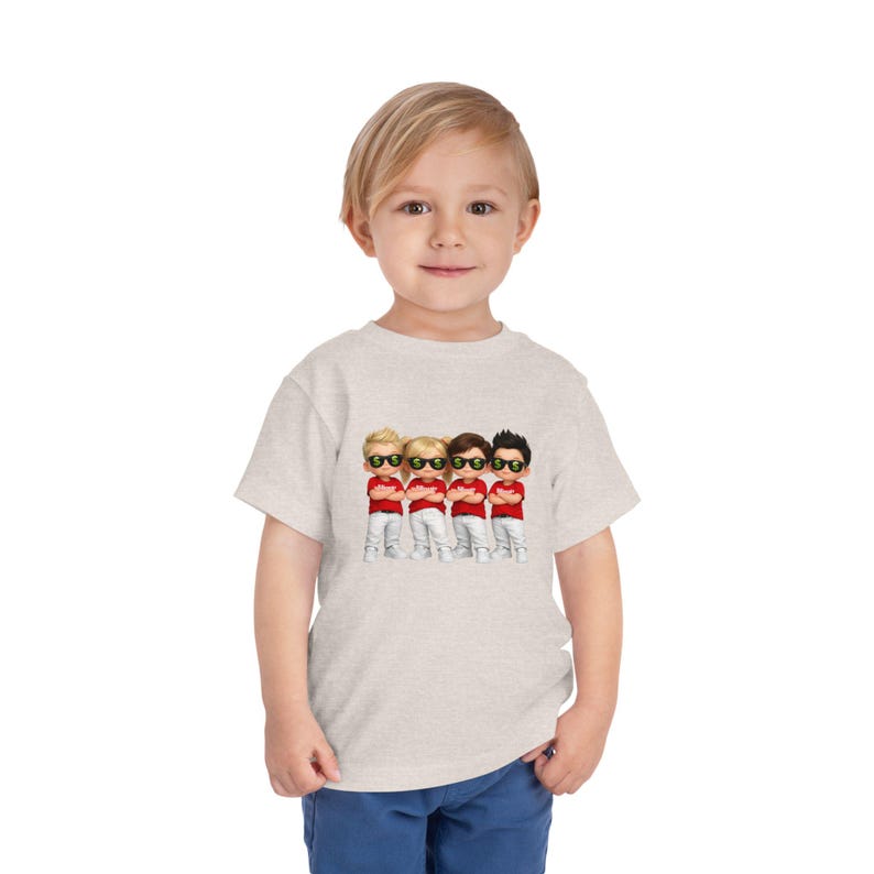 Toddler Boys Cartoon Sunglasses Crew Tee – Playful Cotton Blend Shirt 140