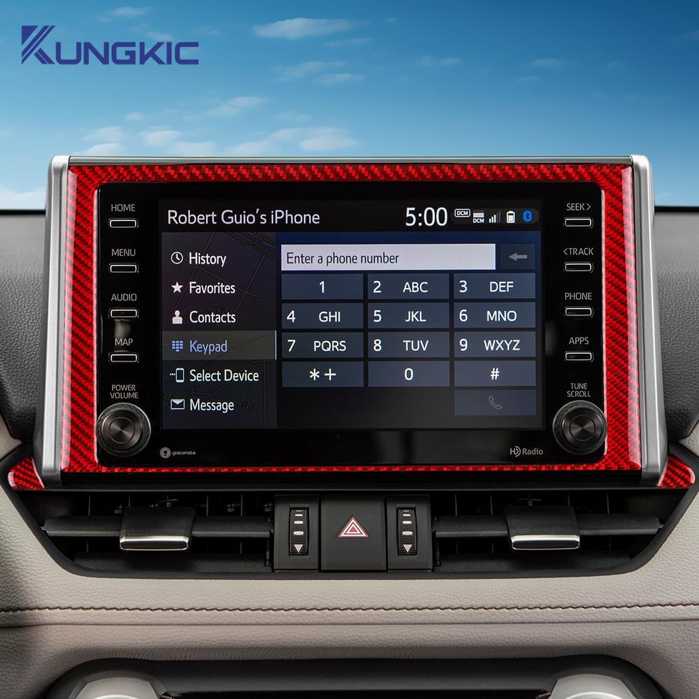 Für Toyota RAV4 XA50 2019 2020 2021 2022 2023 2024 2025 Echter Weicher Kohlefaser-Aufkleber LHD RHD Auto Mittelkonsole Navigationsbildschirm Zierleiste