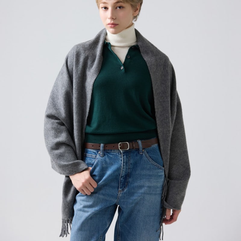 ABRAHAM MOON Merino Wool Shawl 70cm - Gray