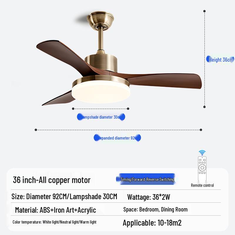 Nordic Industrial-Style Silent Ceiling Fan Chandelier for Home or Commercial Use