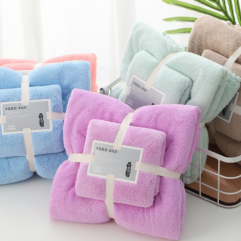 Einfaches Korallenfleece-Handtuch mit Besatz, Erwachsenen-Kinder-Badetuch, Strandtuch, Kosmetiktuch, weich und saugfähig
