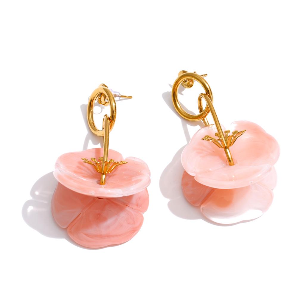 

Yhpup 2026 Spring Summer Acrylic Resin Flower Drop Earrings Stainless Steel Fashion Exclusive Young Modern Jewelry