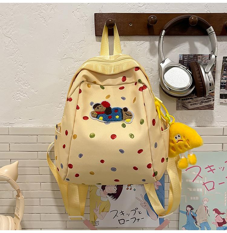 School Bag New High Value Cute Polka Dot Backpack College Style Large Capacity Versatile School Bag Korean Simple Lightweight Backpack