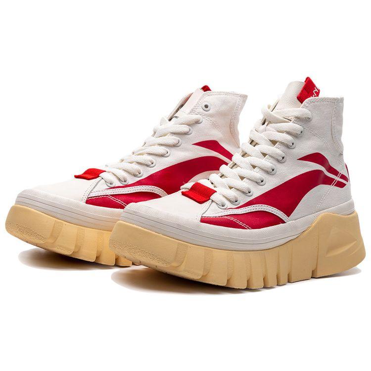 Li Ning We I Boot Paris Fashion Week Comfortable Versatile Non-Slip Lightweight High-Top Dad Shoes Men sneaker White Red AGCP317-1