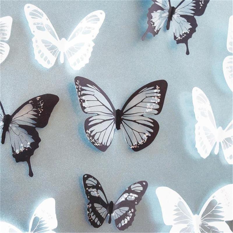 18 pz/set fai da te 3D adesivi murali farfalla decalcomania di arte farfalle in PVC decorazioni per la casa