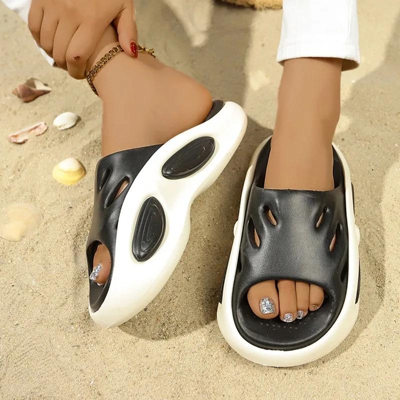 Fashion 2025 Summer Women's Mixed Colors Round Toe Platform Beach Slippers Light Weight Casual Sandals for Outdoor Casual Slippers Women