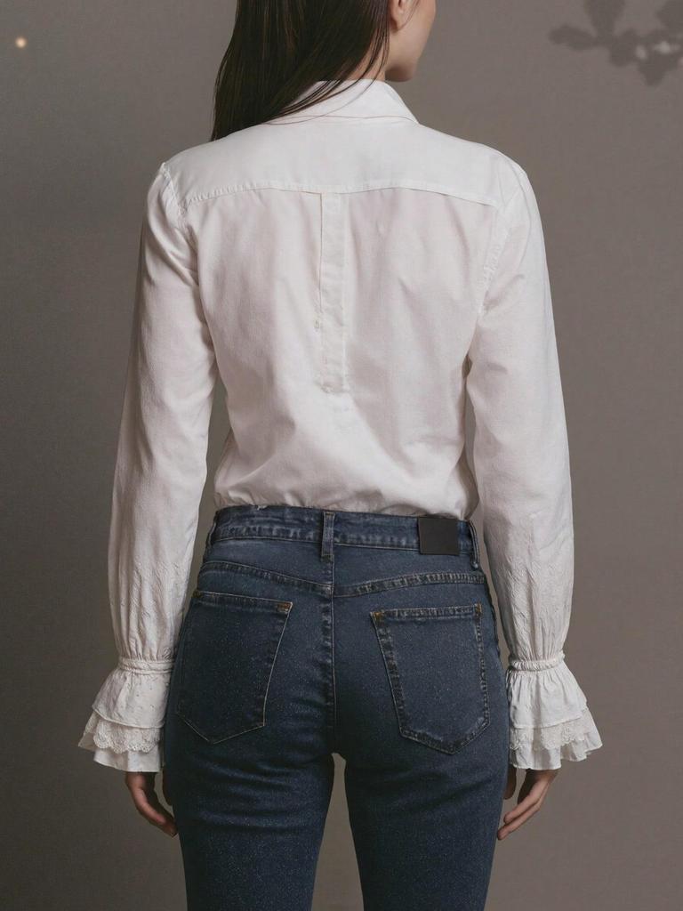 Women's Elegant White Pleated-Hem Shirt - All-Season Fashion