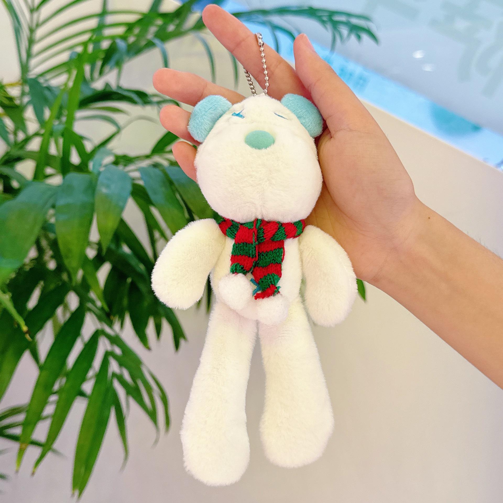 

Кулон в виде медведя, шарф и брелок в виде куклы-мишки: Подарок в уличном стиле для девочек Height about 19 cm