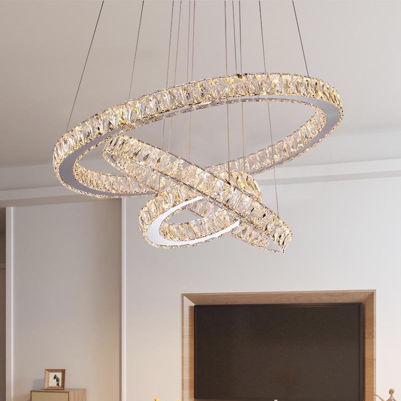 Modern Crystal Chandelier - Round Pendant Light for Dining & Living Rooms
