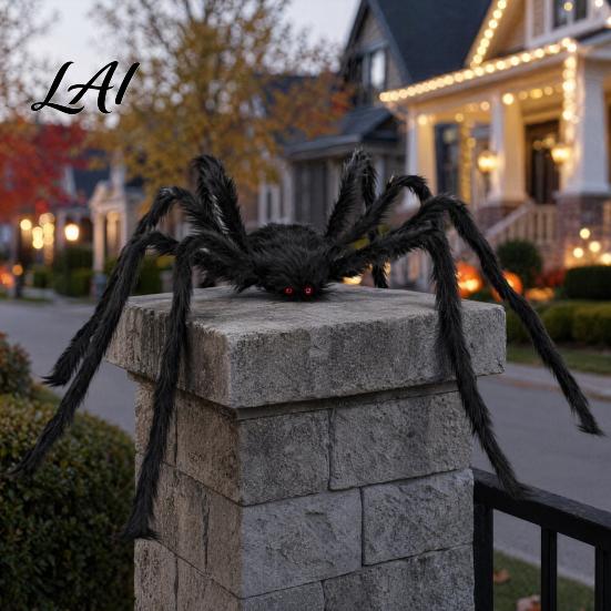 Scary Halloween Decor Realistic Spider Decoration Large Fake Furry with Red Soft Stuffed Eyes for Outdoor Indoor Yard Home Party Haunted House Plush