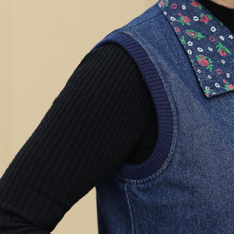 Vest Women's Spring Denim Vest Vest Old Lady Wearing Vest Thin