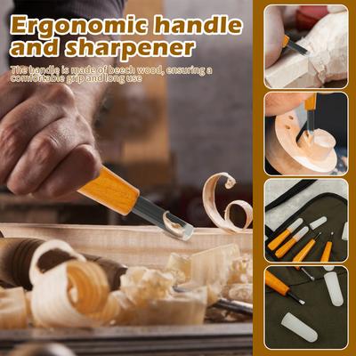 5Pcs Triangular Linocut Carving Tools Comfortable Grip Assorted Sizes Wood Carving Set With Blade Protectors for Woodcarving