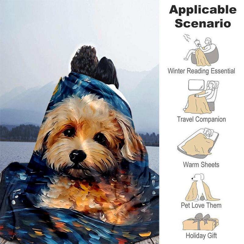 1pc Cute Dog Blanket  Soft Throw for Room Decor, Perfect Gift, Living Room, Travel, Camping, Car Blankets