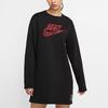 Nike Sportswear Round Neck Long Sleeve Fleece Dress Women Dresses Black CU3661-010