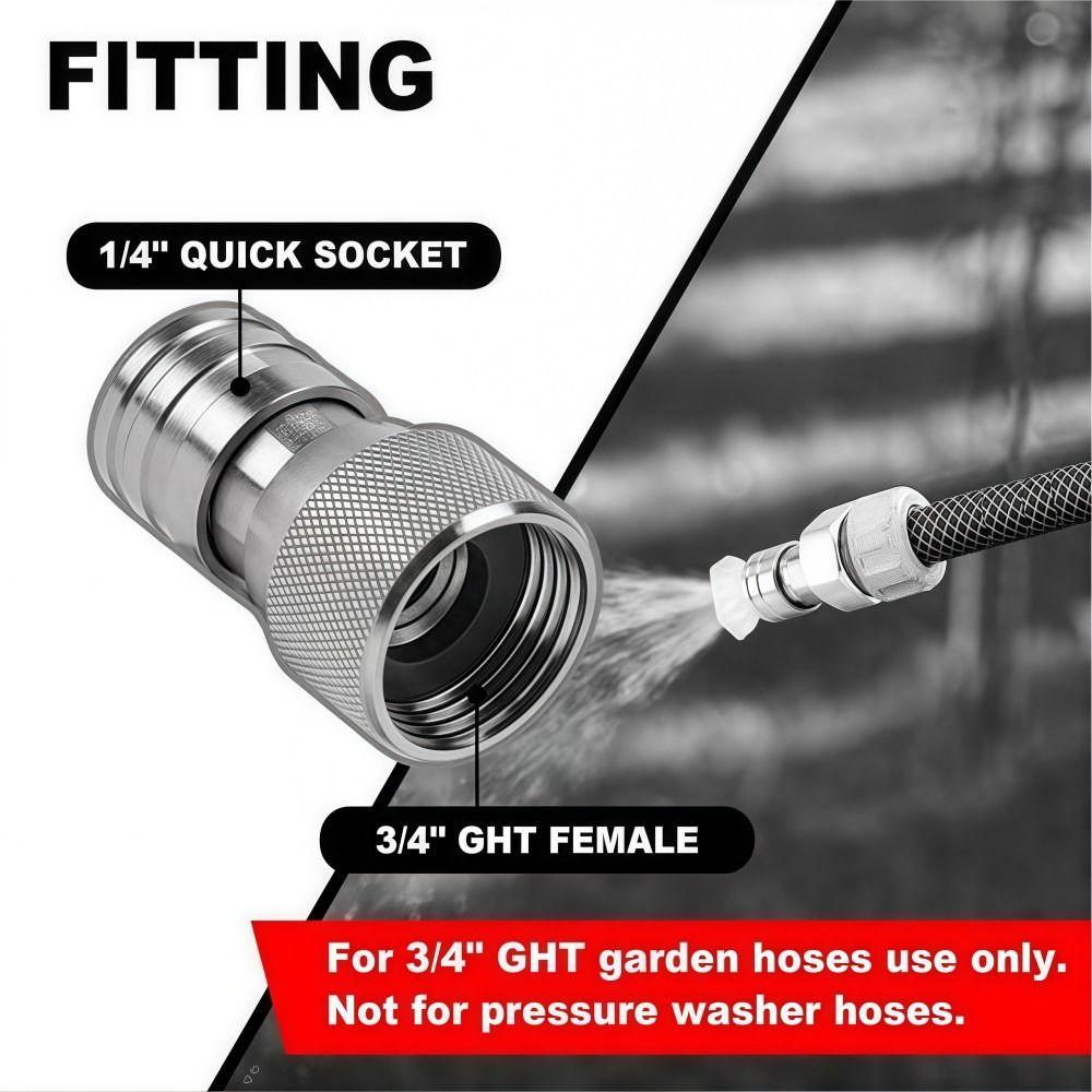 3/4 GHT To 1/4 Garden Hose To Power Washer Adapter 5 Nozzle Hose Adapter Kit For Garden Etc