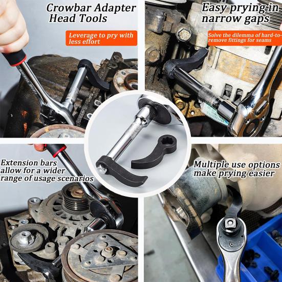 2/3Pcs Pry Bar Wrench Adaptor Heads Rustproof Crowbar Adapter Head Tools Half