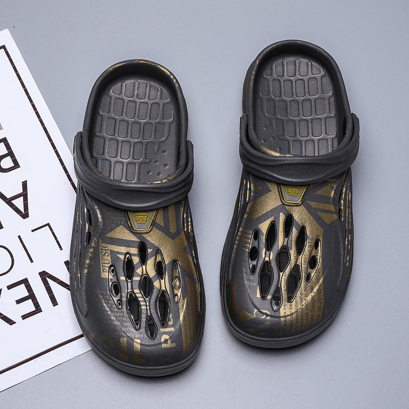 

Большие размеры 48 дырок обувь мужчины носят водонепроницаемые спортивные сандалии летом на открытом воздухе сумка голова нескользящая пляжная обувь 46 49 серый