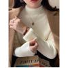 Soft waxy thickened integrated velvet semi-turtleneck warm sweater women's spring temperament slim-fitting inner top bottoming shirt