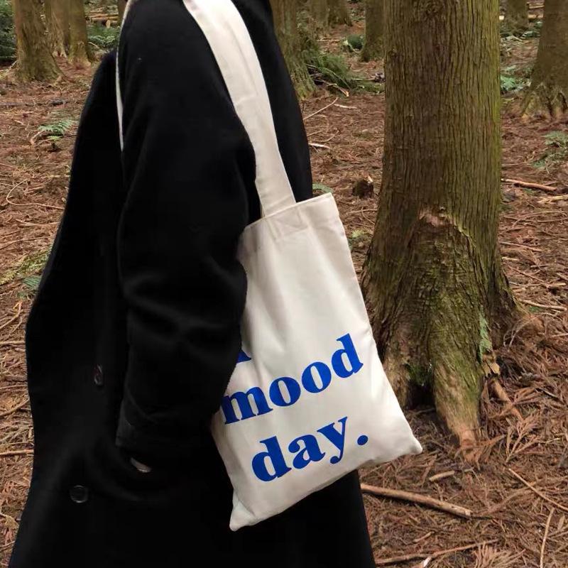

ins same niche letter mini shoulder bag hand bag pure cotton thin cloth bag student schoolbag shopping bag thin