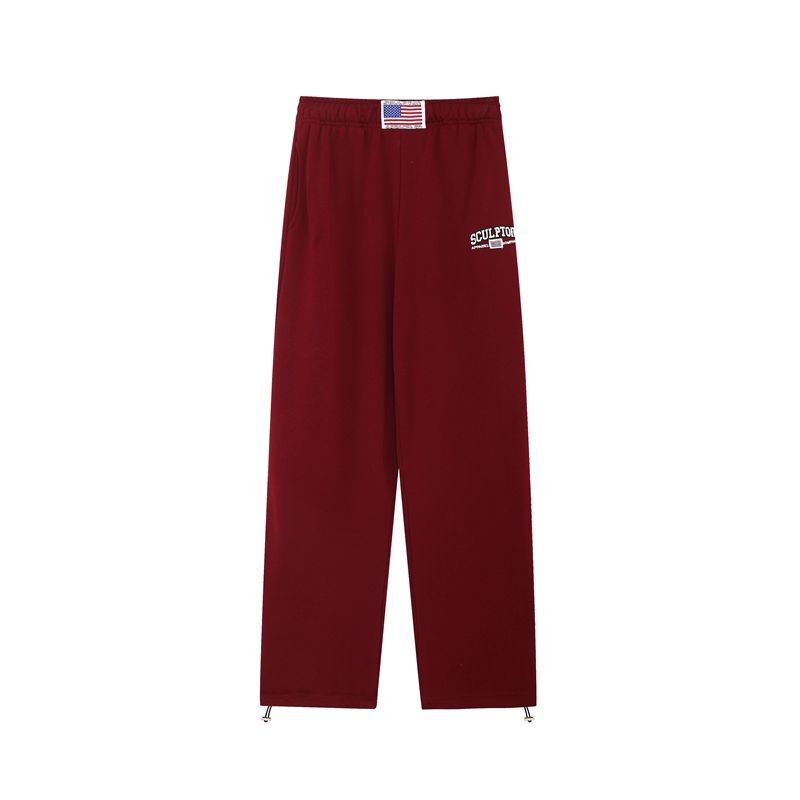 

Брюки кэжуал прямые с широкими штанинами свободного кроя в стиле ретро Они для весны и осени Wine red S