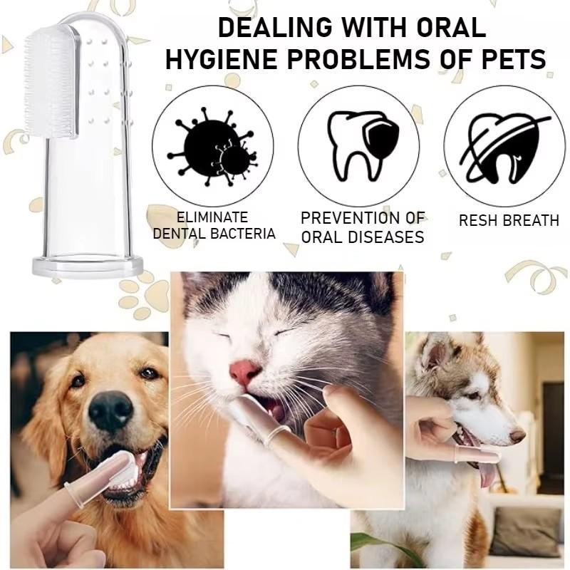 1-20pcs Silicone Soft Pet Finger Cuff Toothbrushes Dog Brush Bad Breath Tartar Teeth Care Tool Cat Cleaning Scrub Silicagel Pet Supplies