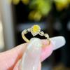 Silver Art S925 Sterling Silver Yellow Diamond Water Drop Geometric Luxury Ring for Women - Popular Cross-Border Stacking Finger Ring