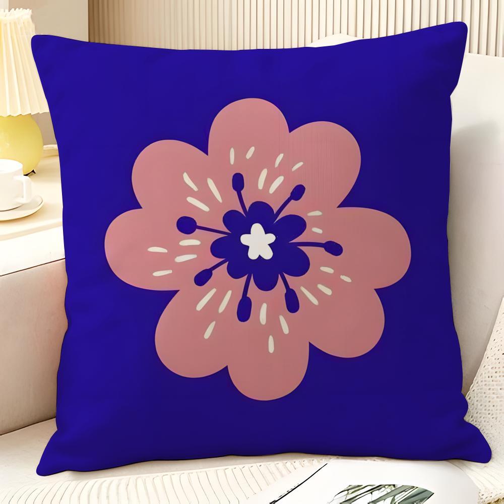 Modern Flower Minimalist Cool 2 Pillow Case Natural Linen Organic Fabric Double-Sided Printing Sofa Home Decor Gift Pillow Case