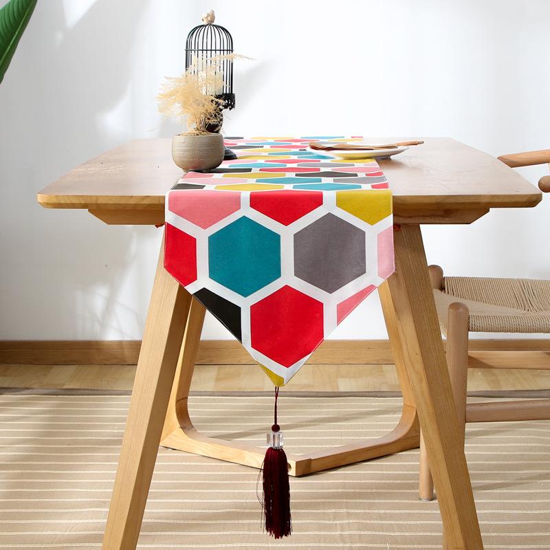 Imitation Cotton and Linen Table Runner Print Multicolour Table Cloth Cover Tablecloth Table Decoration