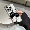 Cute Black White Cat Electroplated Clear Phone Case For iPhone 17 Pro Max 16 15 14 13 12 11 Pro 16 Plus 17 Air Shockproof Cover