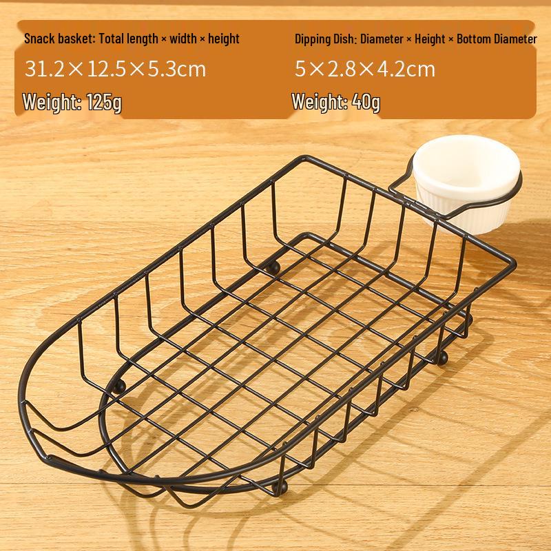 Retro Wrought Iron Snack Basket - French Fry & Fried Chicken Plate for Milk Tea Shops, KTV Bars