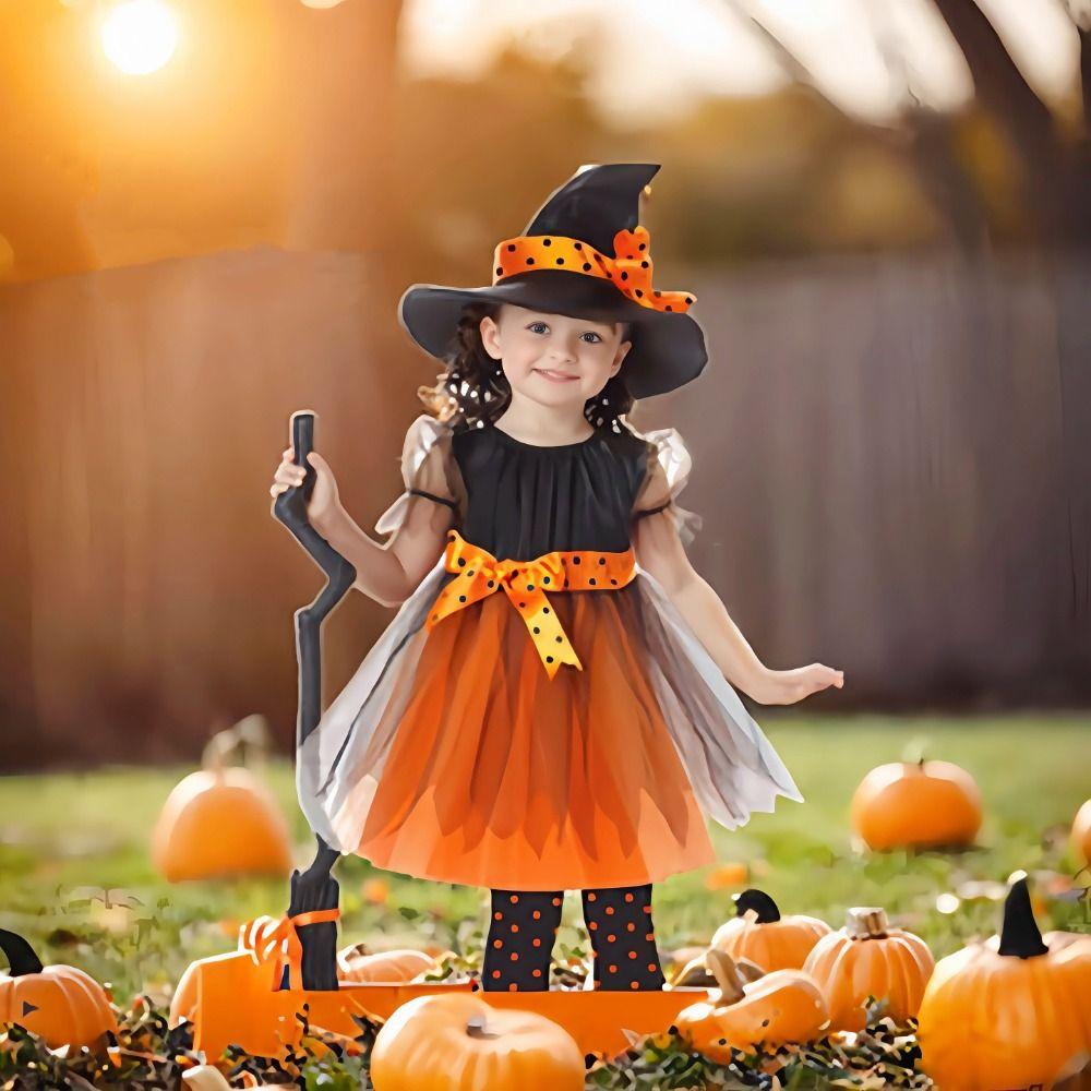 Wizard Kids Witch Dress Set Kawaii Halloween Cosplay Costumes Childern Halloween Costumes  Carnival