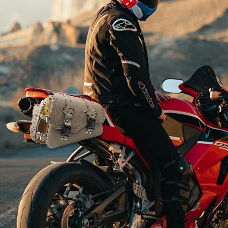 Motorcycle Side Saddlebags Side Bag Saddle Storage For Motorbike Waterproof Leather Motorcycle Side Tool Bag With Bottle Holder