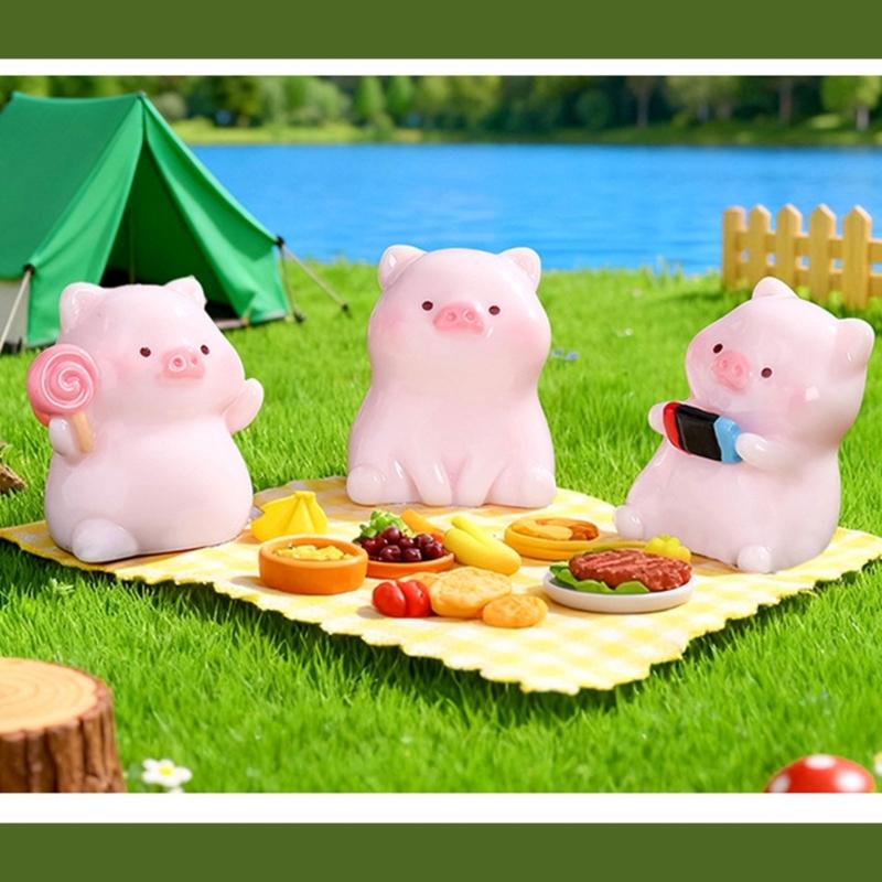 Pigs Figurines Mini Pigs Decors Waterproof Toy Playsets Miniature Doll Garden Figurines Cake Toppers Parties Favor
