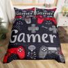 Gamer Duvet Cover Gaming Bedding Set Boys Teens Video Games Controller Buttons Quilt Cover Hand Drawn Gamepad Comforter Cover