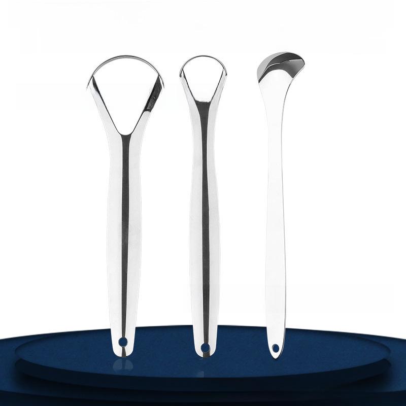 Stainless Steel Tongue Scraper - Bad Breath Removal Tool & Tongue Cleaner