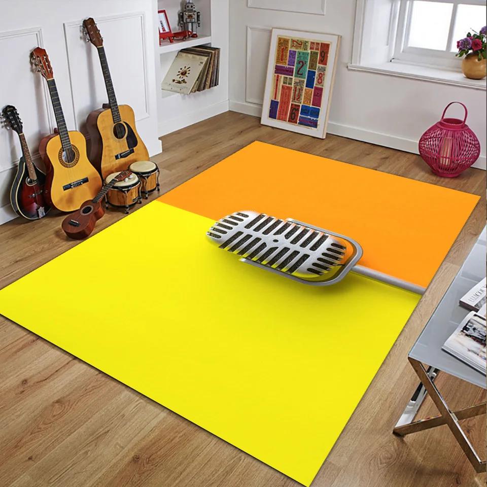 Retro Music Rugs for Bedroom Decoration Vintage Guitar Big 3D Printed Home Carpet Living Room Sofa Table Soft Non-Slip Floor Mat