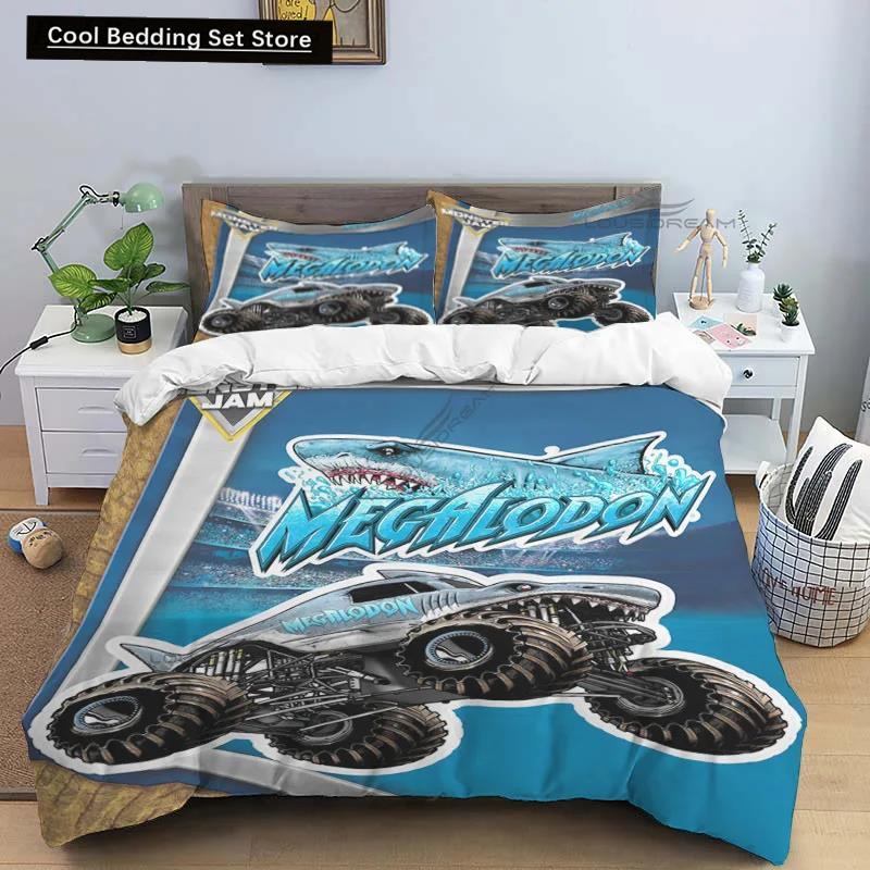 3D Super Monster Truck Monster Jam Comforter Bedding SetDuvet Cover Bed Set Quilt Cover PillowcaseKing Queen Size Bedding Set