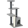 Cat Tree, 103 cm, Platforms, Plush House, Sisal Posts, Grey
