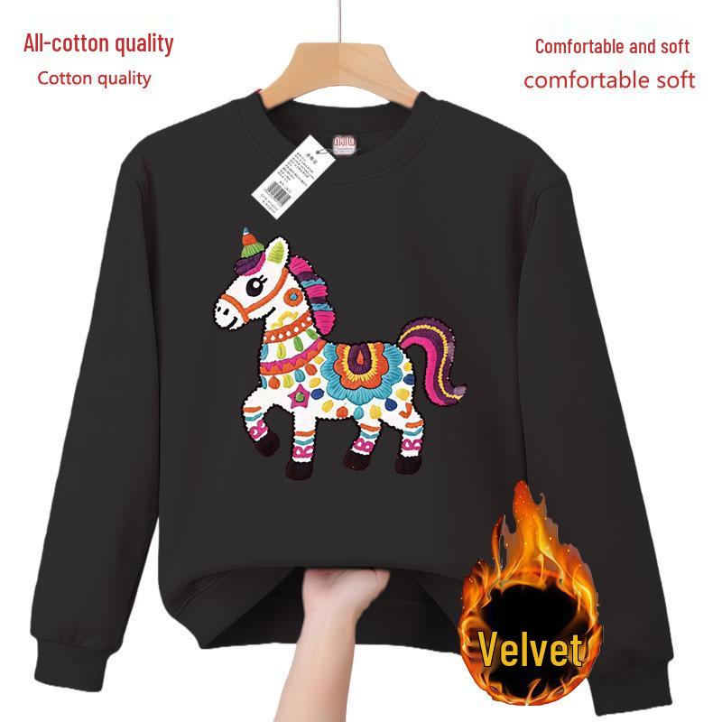 Red Zebra Print Crewneck Sweatshirt - Unisex, All Cotton, Festive New Year 2026 Horse Zodiac