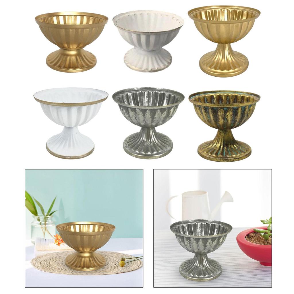 French Urn Planter Classic Metal Basin Plant Vase Flower Holder Decorative Vase for Home Wedding Dining Table Cafe Bedroom