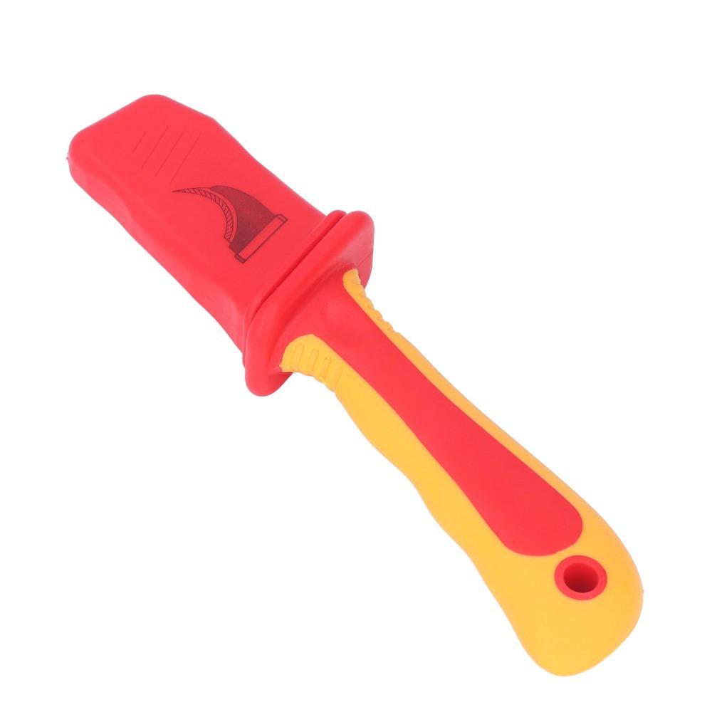 High Voltage Resistance Insulated Knife Antimagnetic 1000V Rated Electrician Cutter Curved Blade Sickle Type Cable Stripper