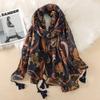 90*180CM New Fashion Printed Soft Linen Cotton Scarf Shawls Abstract Floral Tassel Viscose Scarves Lady High Quality Long Hijab